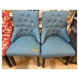 Blue Upholstered Chairs with Stud Detailing