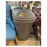 Dark Gray Plastic Trash Can with Lid and Wheels