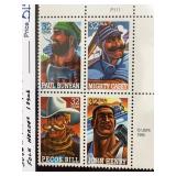 1996 US 32ï¿½ Folk Heroes Mint Plate Block
