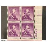 Plate Block of Lincoln 4-Cent Stamps
