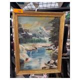 Framed Landscape Oil Painting on Canvas
