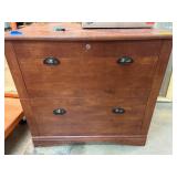 Wooden Two-Drawer Lockable Filing Cabinet