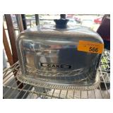 Metal Cake Cover with Glass Serving Tray