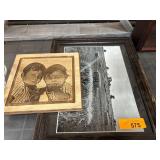 Wood Portrait and Framed Landscape Photo