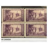 Block of 4 US #739 Wisconsin Tercentenary Stamps