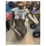 Glossy Gray Torso-Style Female Mannequin