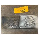 Two Pabst Blue Ribbon Belt Buckles