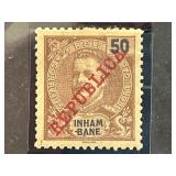 Portugal #38 Stamp With Red Overprint