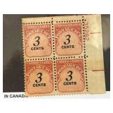 U.S. #J91 Postage Due 3ï¿½ Plate Block Mint