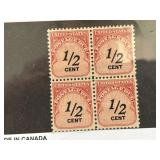 U.S. #J88 1/2 Cent Postage Due Block of 4