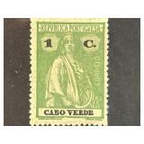 1922 Cabo Verde 1C Stamp in Blue-Green