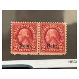 1929 2ï¿½ US Postage Stamps, Nebr. Overprint