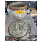 Speckled Ceramic Pot With Lid and Handle