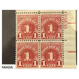 Block of Four U.S. Postage Due J70 Stamps