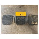 Three Pabst Blue Ribbon Belt Buckles