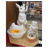 Ceramic Animal Figurines and Dish
