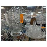 Pressed Glass Pitcher and Butter Dish Set
