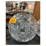 Cut Glass Crystal Round Bowl with Floral Motif