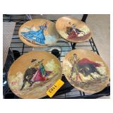 Four Hand-Painted Wooden Plates