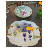 Hand-Decorated Porcelain Plates and Tray