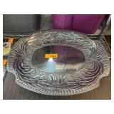 Ornate Aluminum Serving Tray with Floral Motif