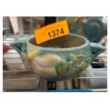 Roseville Clematis Pottery Sugar Bowl with Floral