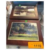 Two Augusta Golf Scene Wooden Boxes