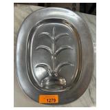Oval Metal Serving Tray with Tree Design