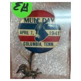 1941 Mule Day Button with Mule Charm