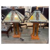Stained Glass Table Lamps with Wood Base