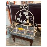 Wrought Iron Planter & Bench with Storage