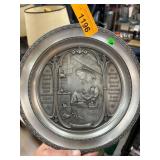 Decorative Pewter Plate With Raised Design