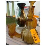 Amber-Colored Glass Decanter with Stopper