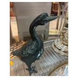 Cast Metal Duck Figurine With Patina Finish