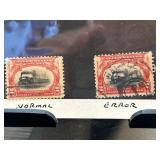Two U.S. Postage Stamps, Including Error