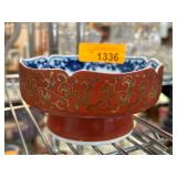 Porcelain Bowl with Red and Gold Floral Motif