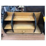 Wooden Organizer With Black Accents and Drawer