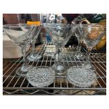 6 Glasses with Cut Glass Coasters