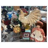 Decorative Items Including Ceramic Rooster