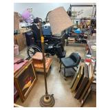 Ornate Brass Floor Lamp with Fabric Shade