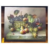 Still Life Painting With Fruit and Wine