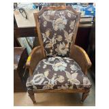 Wooden Armchair With Floral Upholstery