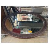 Ornate Oval Wall Mirror with Carved Frame