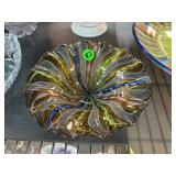 Murano Glass Bowl with Colorful Swirl Design