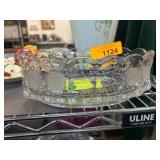 Clear Cut Glass Oval Dish with Decorative Rim
