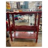 Red Wooden Three-Tier Side Table