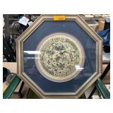 Framed Octagonal Asian-Inspired Artwork