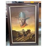 Framed John Wayne Painting by R. Boyd