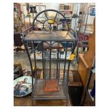 Metal and Wood Freestanding Rack with Swirls
