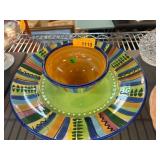 Hand-Painted Ceramic Bowl and Plate Set by LS Lama